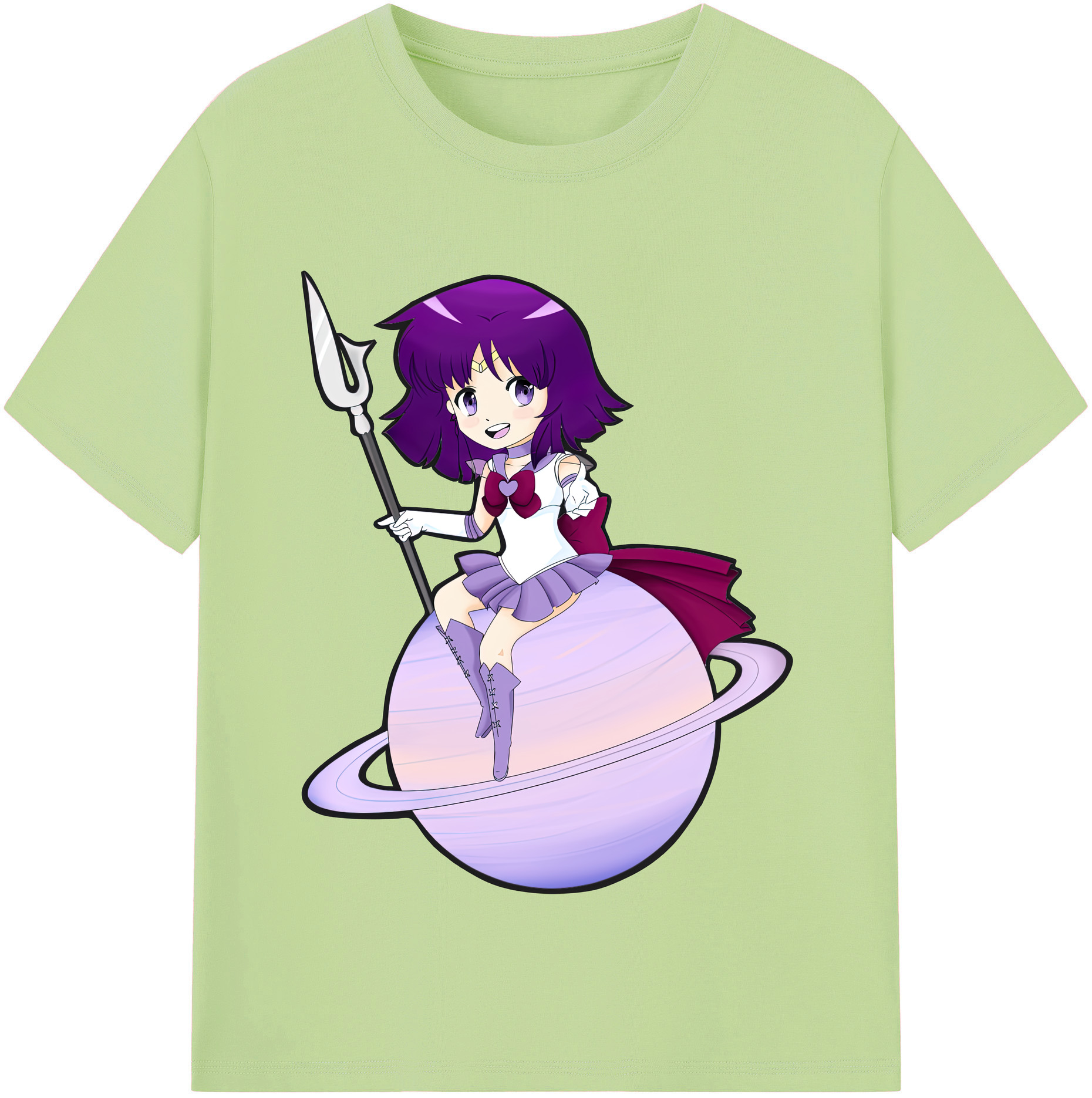 （画像用） 美少女戦士セーラームーン 土萠ほたる Sailor Moon Tomoe Hotaru （セーラーサターン；Sailor Saturn） 綿100％半袖Tシャツ（フロントプリント）